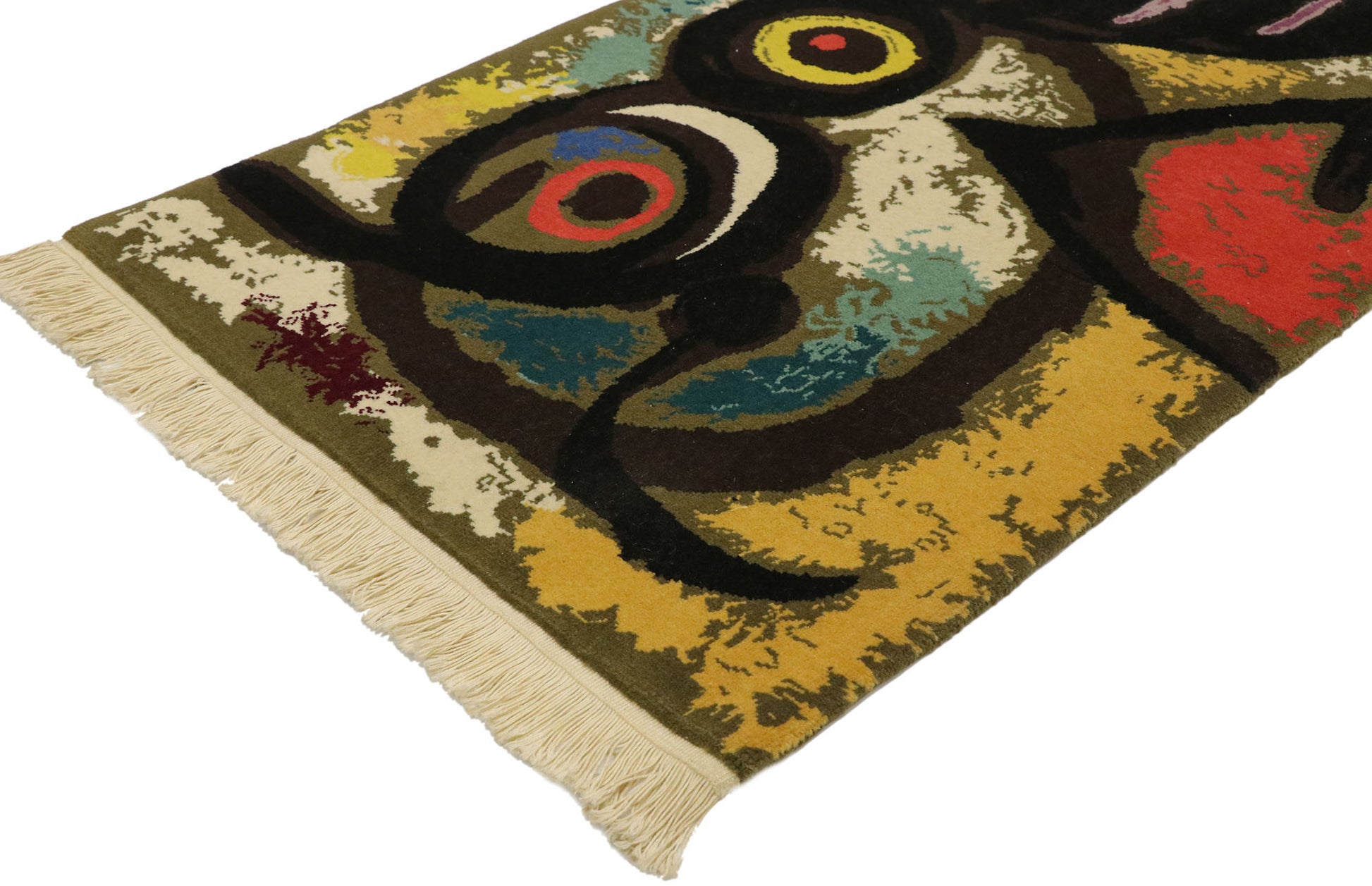 2 x 3 Vintage Joan Miro Tapestry Pictorial Rug 77101