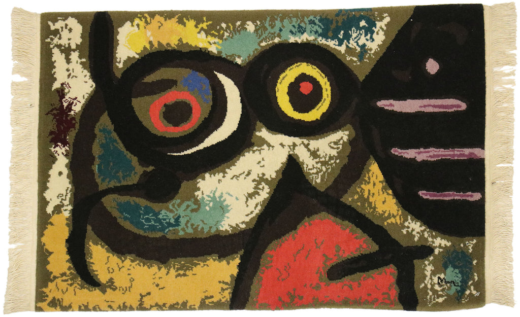 2 x 3 Vintage Joan Miro Tapestry Pictorial Rug 77101