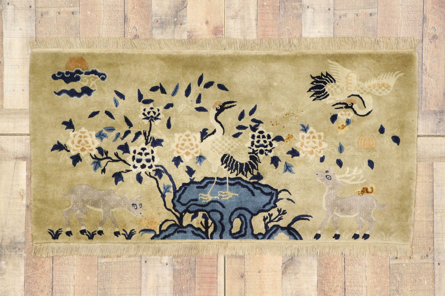 2 x 5 Antique Chinese Art Deco Pictorial Rug 77584