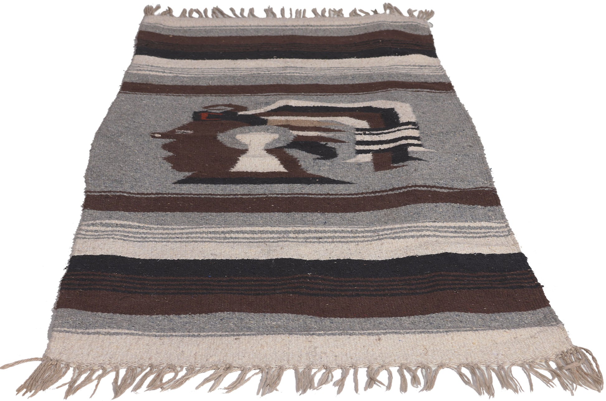 2 x 5 Vintage Mexican Zapotec Pictorial Rug 78635