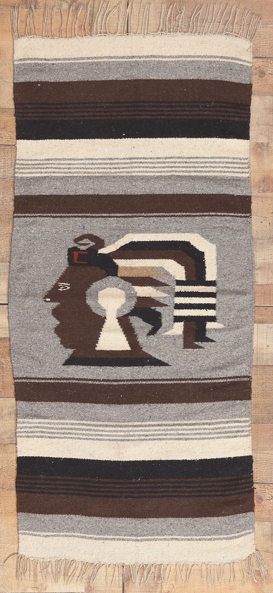 2 x 5 Vintage Mexican Zapotec Pictorial Rug 78635