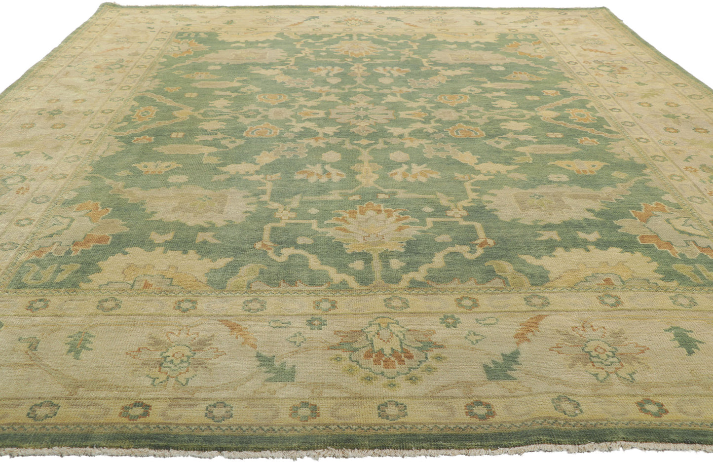 9 x 12 Contemporary Green Oushak Rug 30188