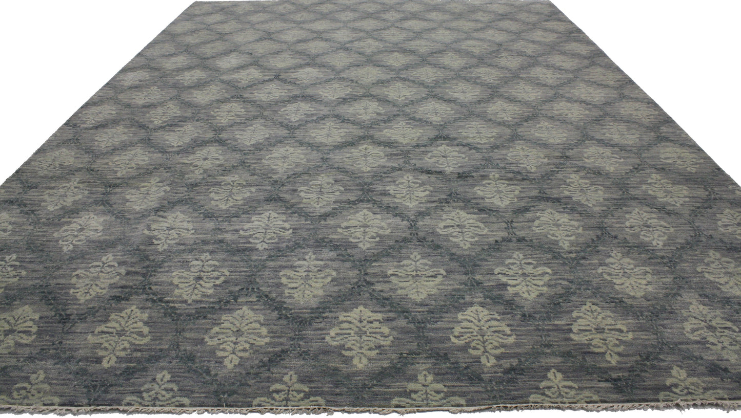 10 x 14 Transitional Gray Damask Rug 30257