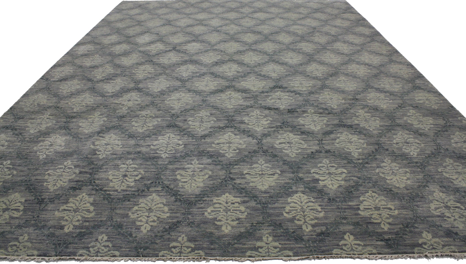 10 x 14 Transitional Gray Damask Rug 30257