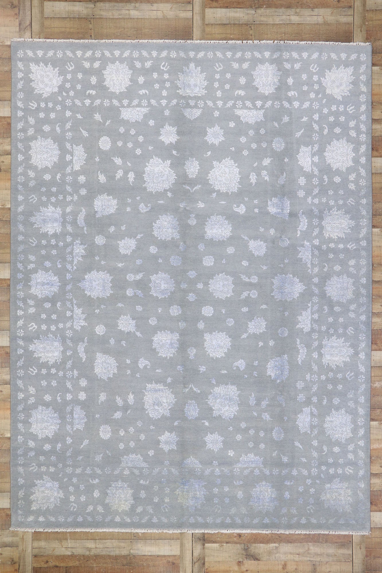 9 x 12 Wool and Silk Transitional Area Rug 30278