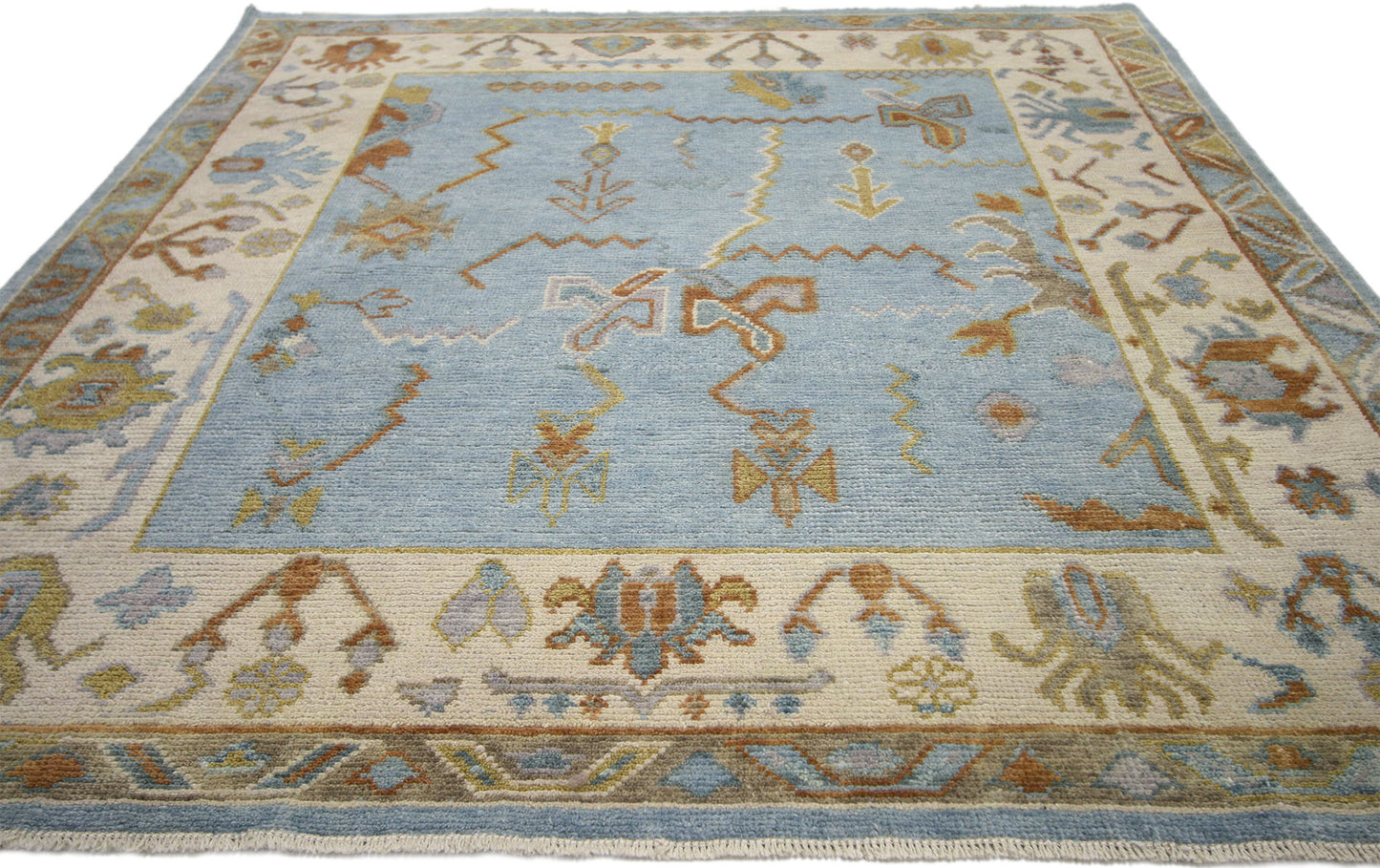 6 x 7 Contemporary Blue Oushak Rug 30402