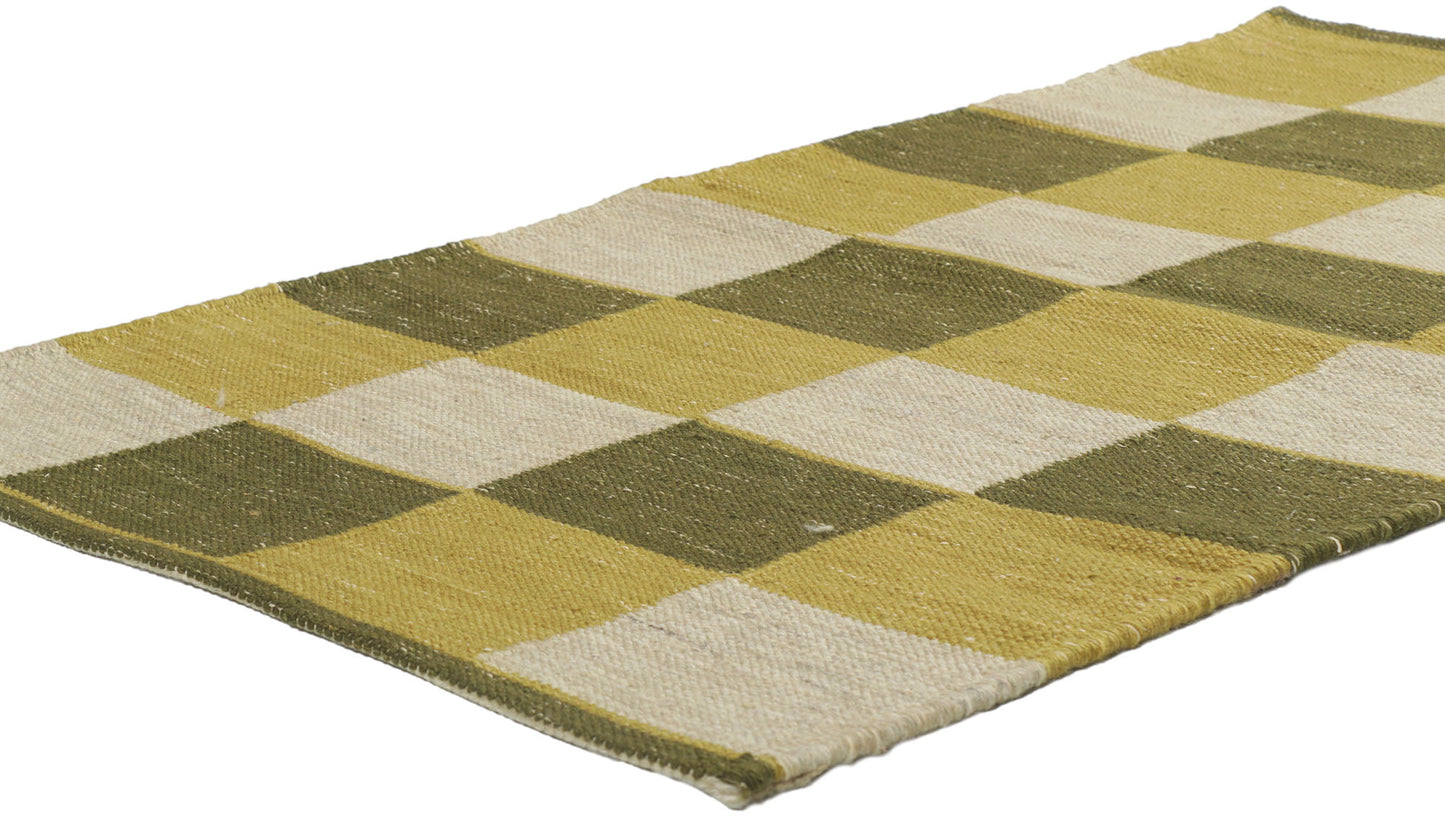 3 x 5 Swedish Inspired Checkered Kilim Rug 30703