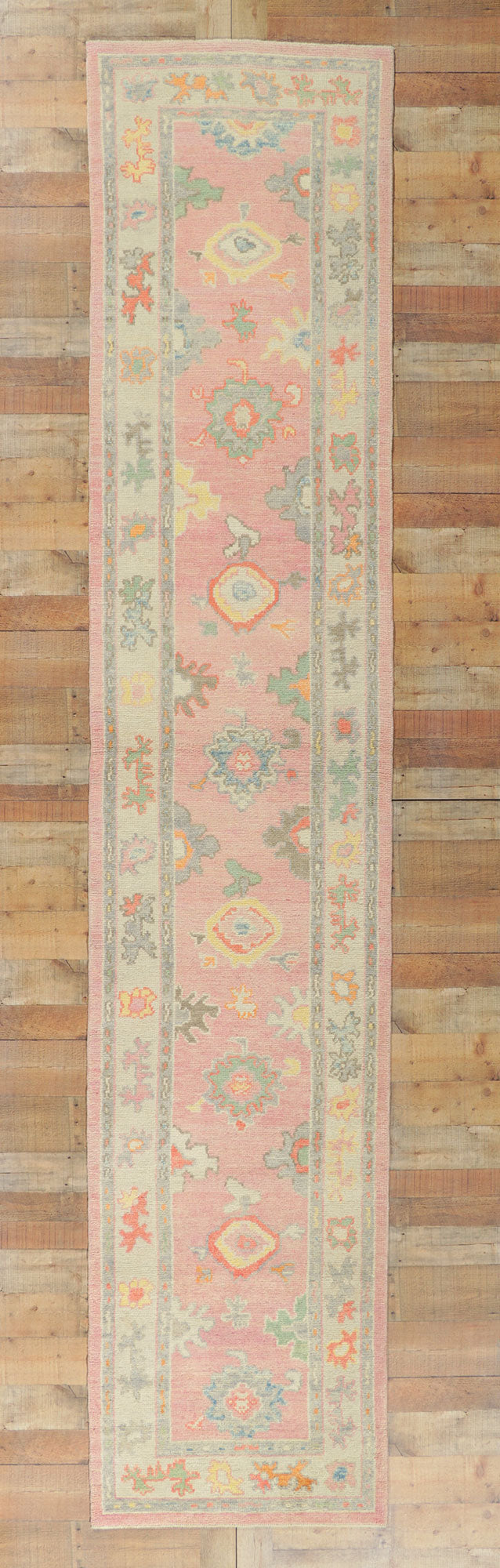 3 x 14 Pink Turkish Oushak Runner 53825