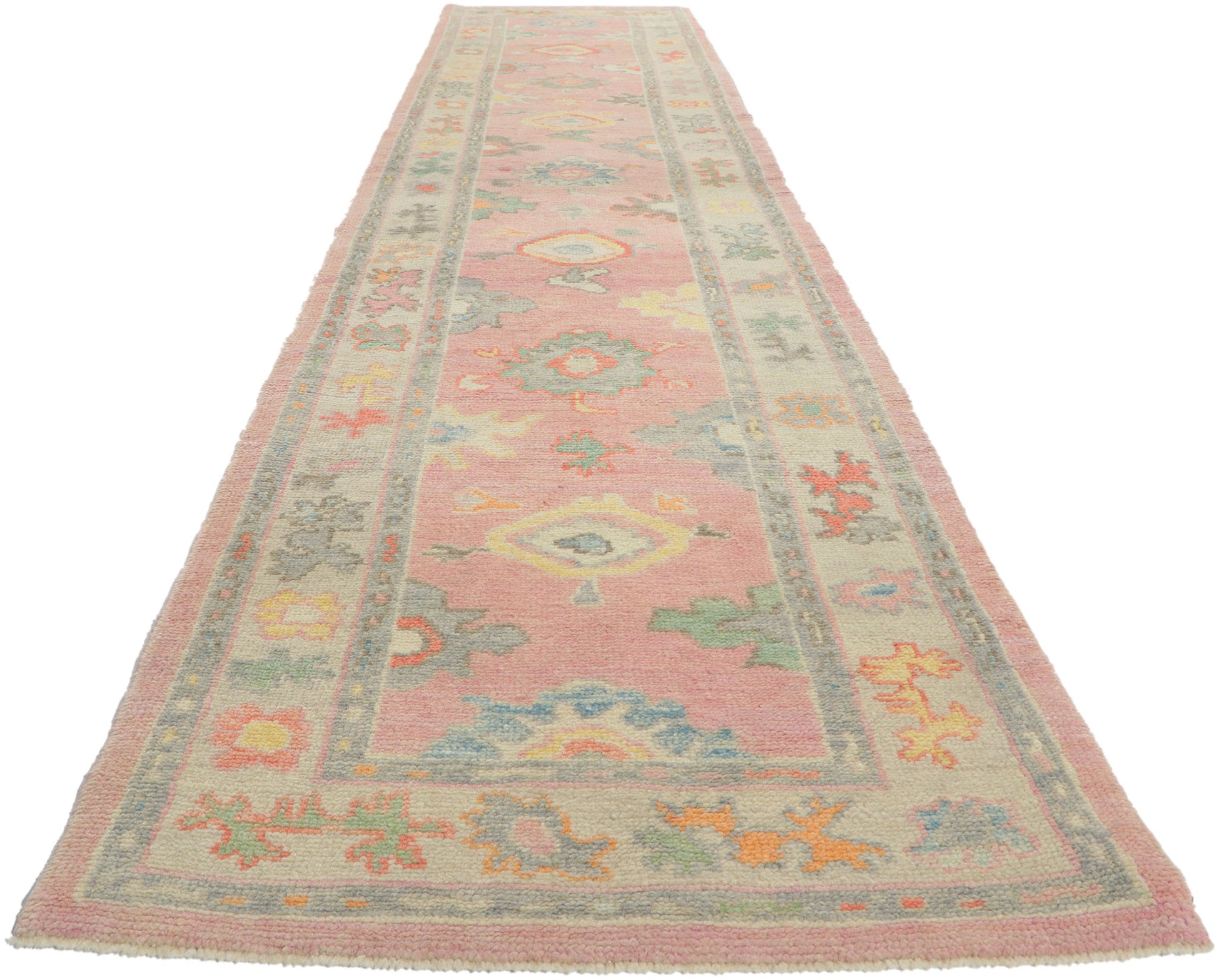 3 x 14 Pink Turkish Oushak Runner 53825
