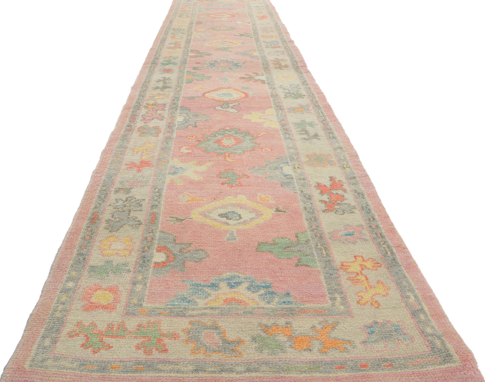 3 x 14 Pink Turkish Oushak Runner 53825