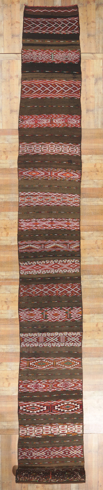 3 x 35 Vintage Zemmour Moroccan Kilim Runner 21718