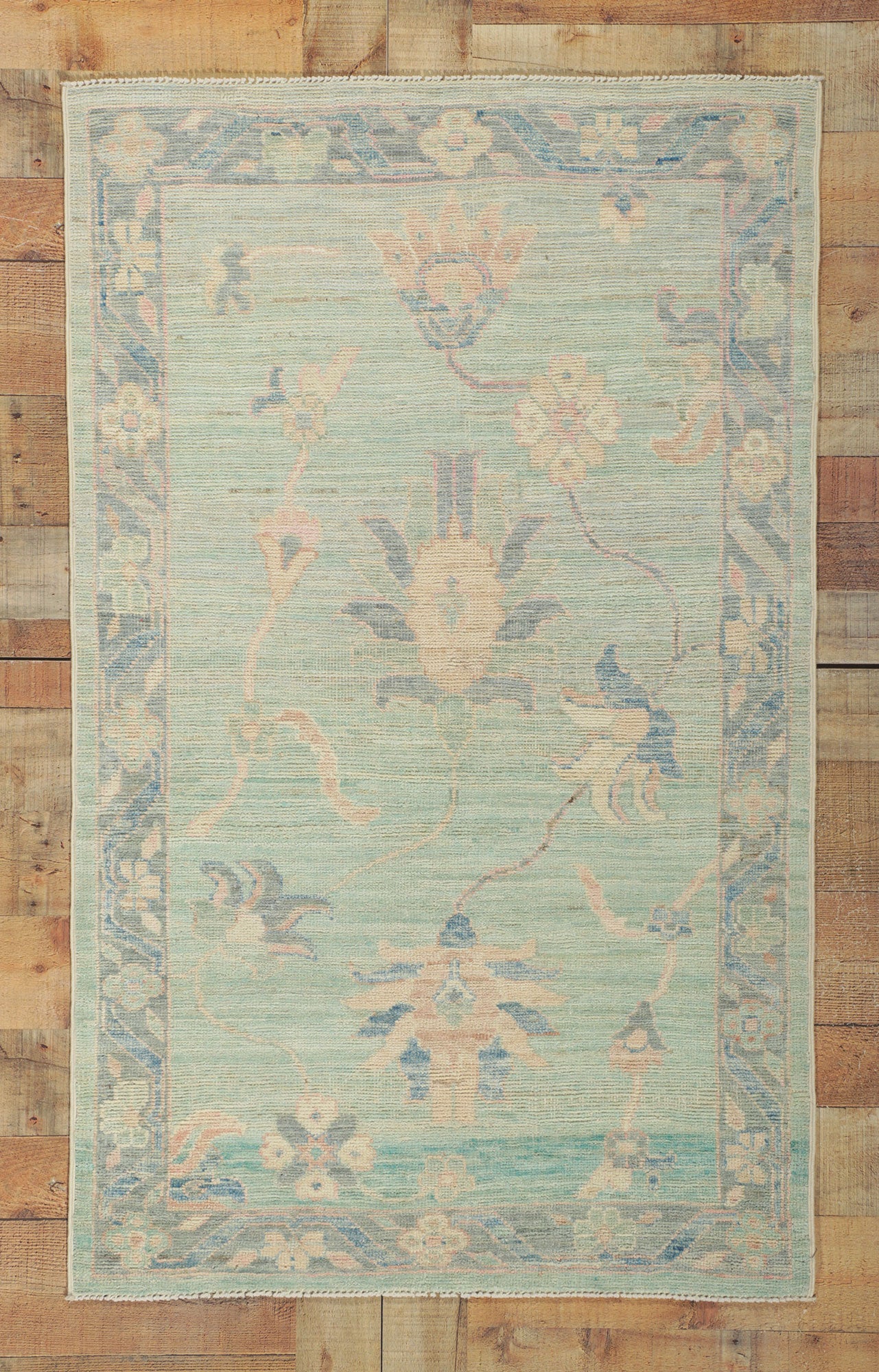 3 x 5 Colorful Light Blue Oushak Rug 80844