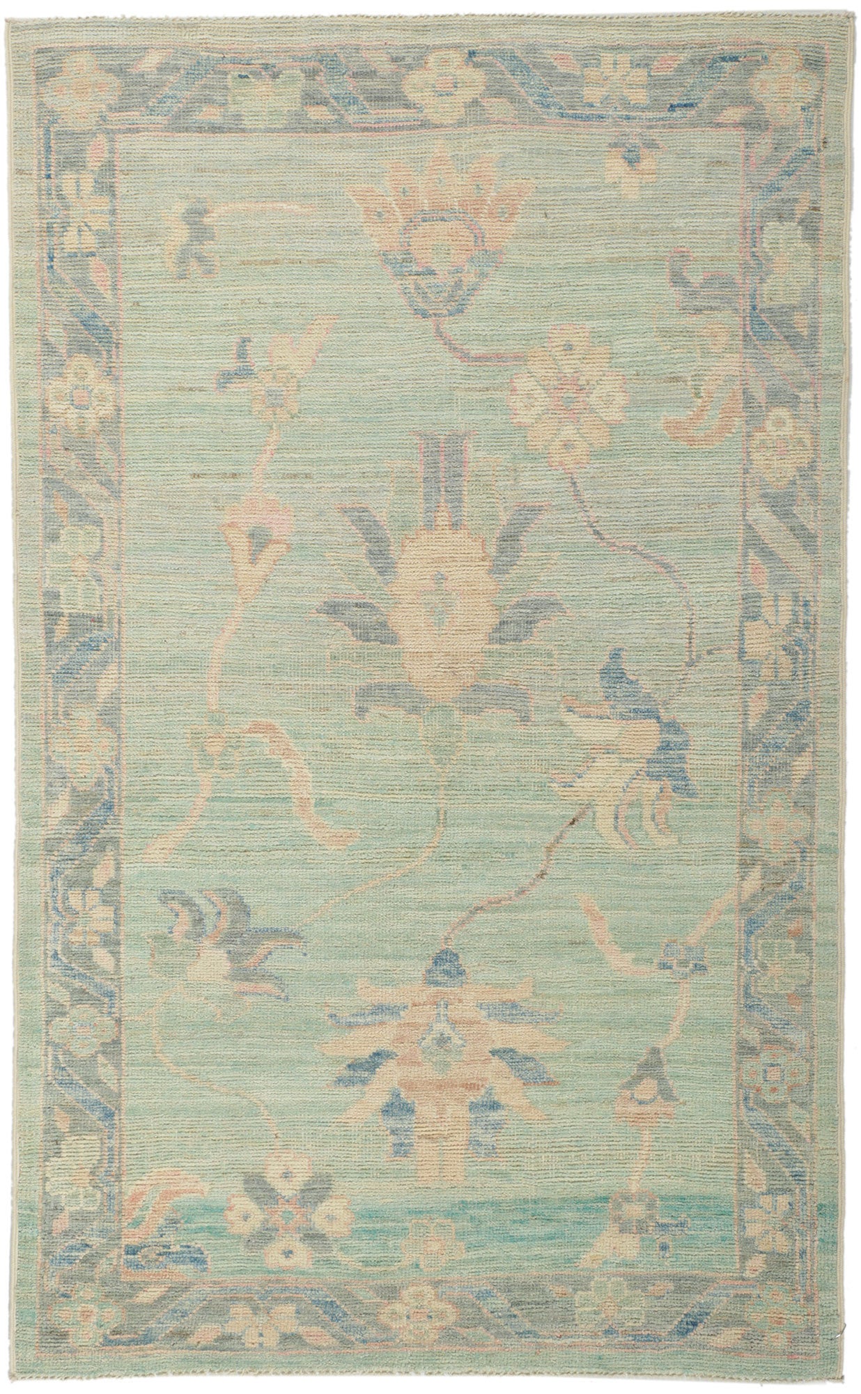 3 x 5 Colorful Light Blue Oushak Rug 80844