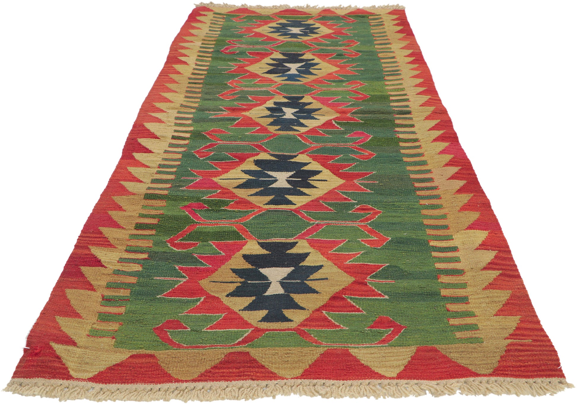 3 x 8 Vintage Persian Shiraz Kilim Rug 77604