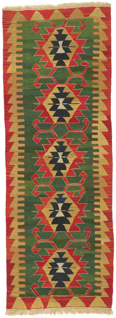 3 x 8 Vintage Persian Shiraz Kilim Rug 77604