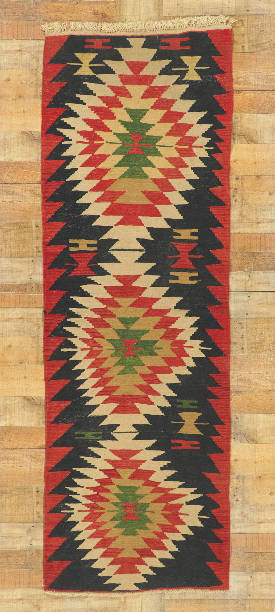 3 x 8 Vintage Persian Shiraz Kilim Rug 77601