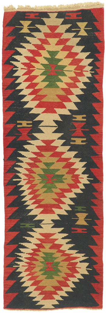 3 x 8 Vintage Persian Shiraz Kilim Rug 77601