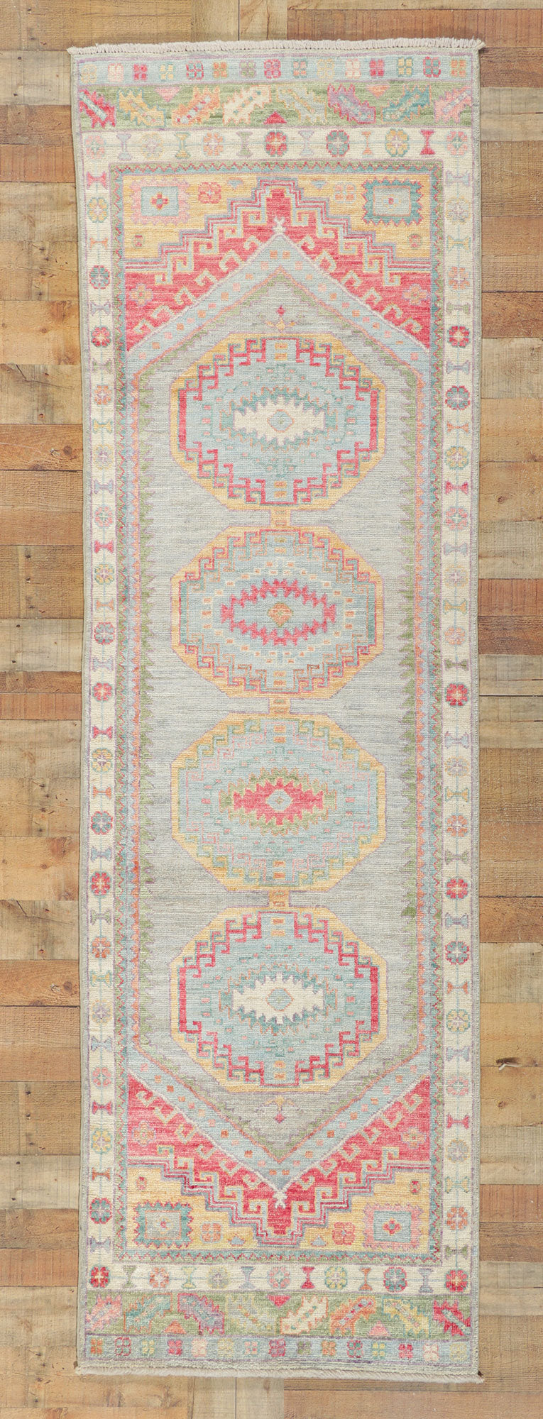 3 x 9 Colorful Oushak Runner 80969