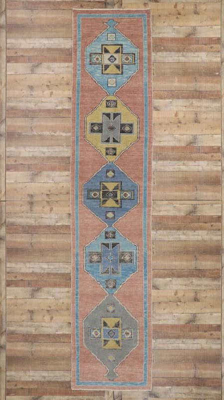 3 x 14 Modern Tribal Turkish Oushak Rug 53265