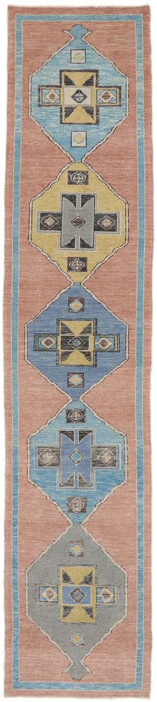 3 x 14 Modern Tribal Turkish Oushak Rug 53265