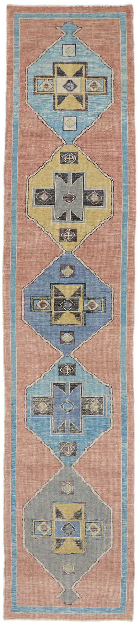 3 x 14 Modern Tribal Turkish Oushak Rug 53265