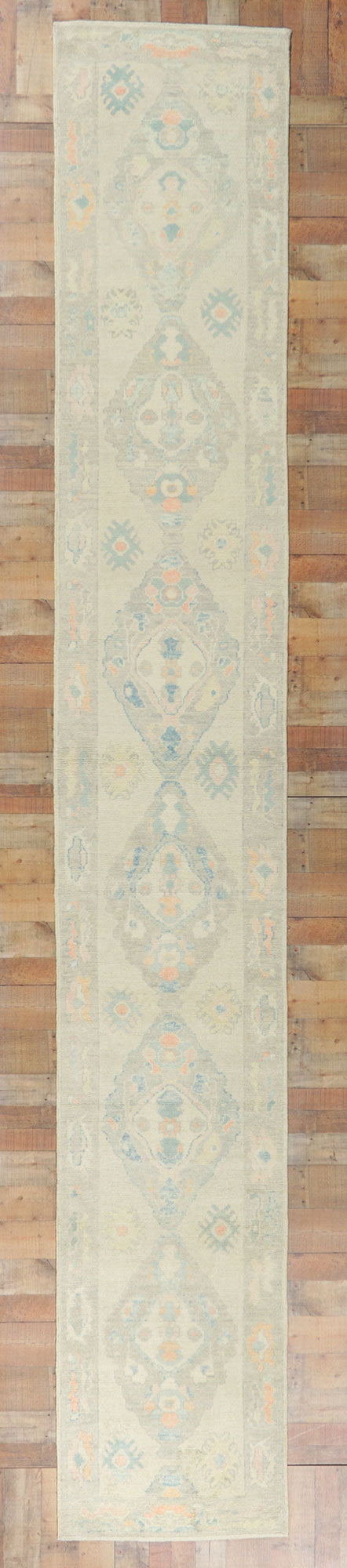 3 x 18 Modern Pastel Turkish Oushak Rug 53826