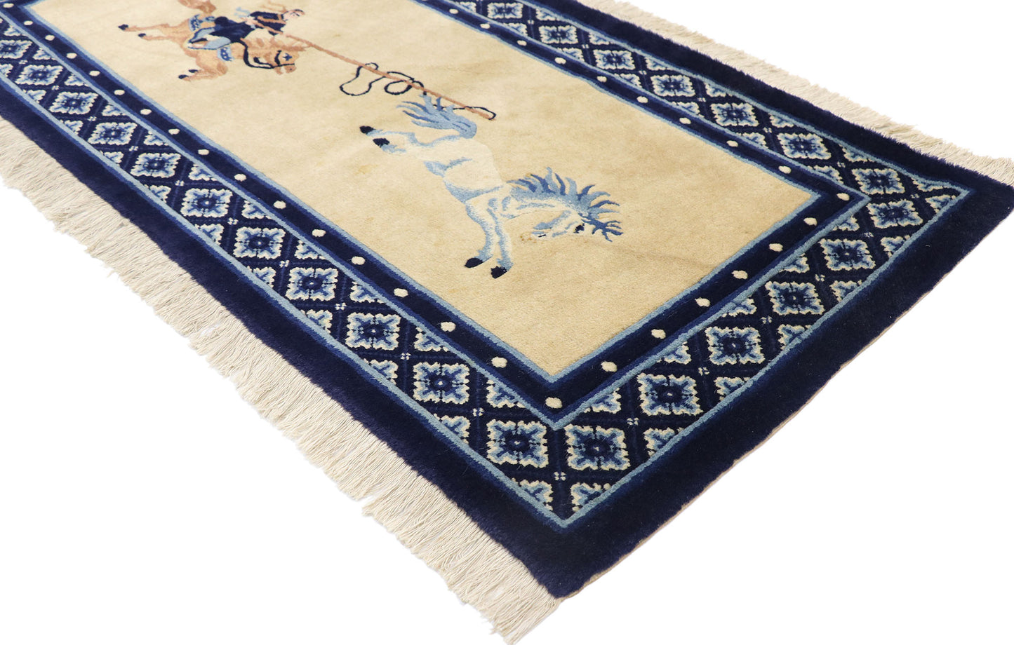 3 x 5 Antique Chinese Art Deco Pictorial Rug 77592