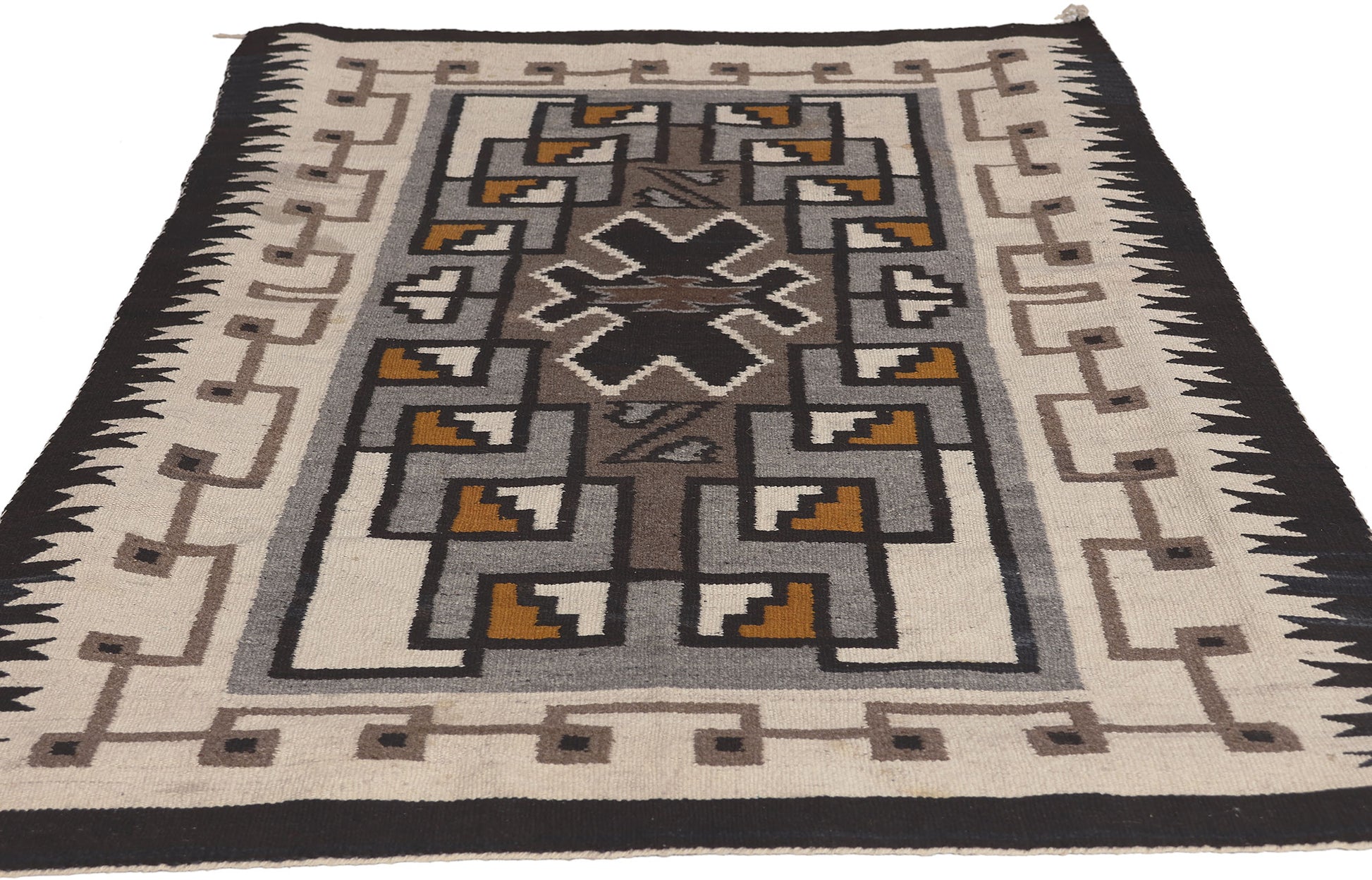 3 x 5 Vintage Two Grey Hills Navajo Rug 78637