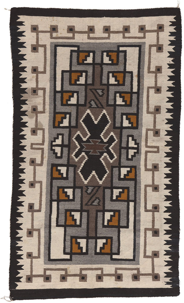 3 x 5 Vintage Two Grey Hills Navajo Rug 78637