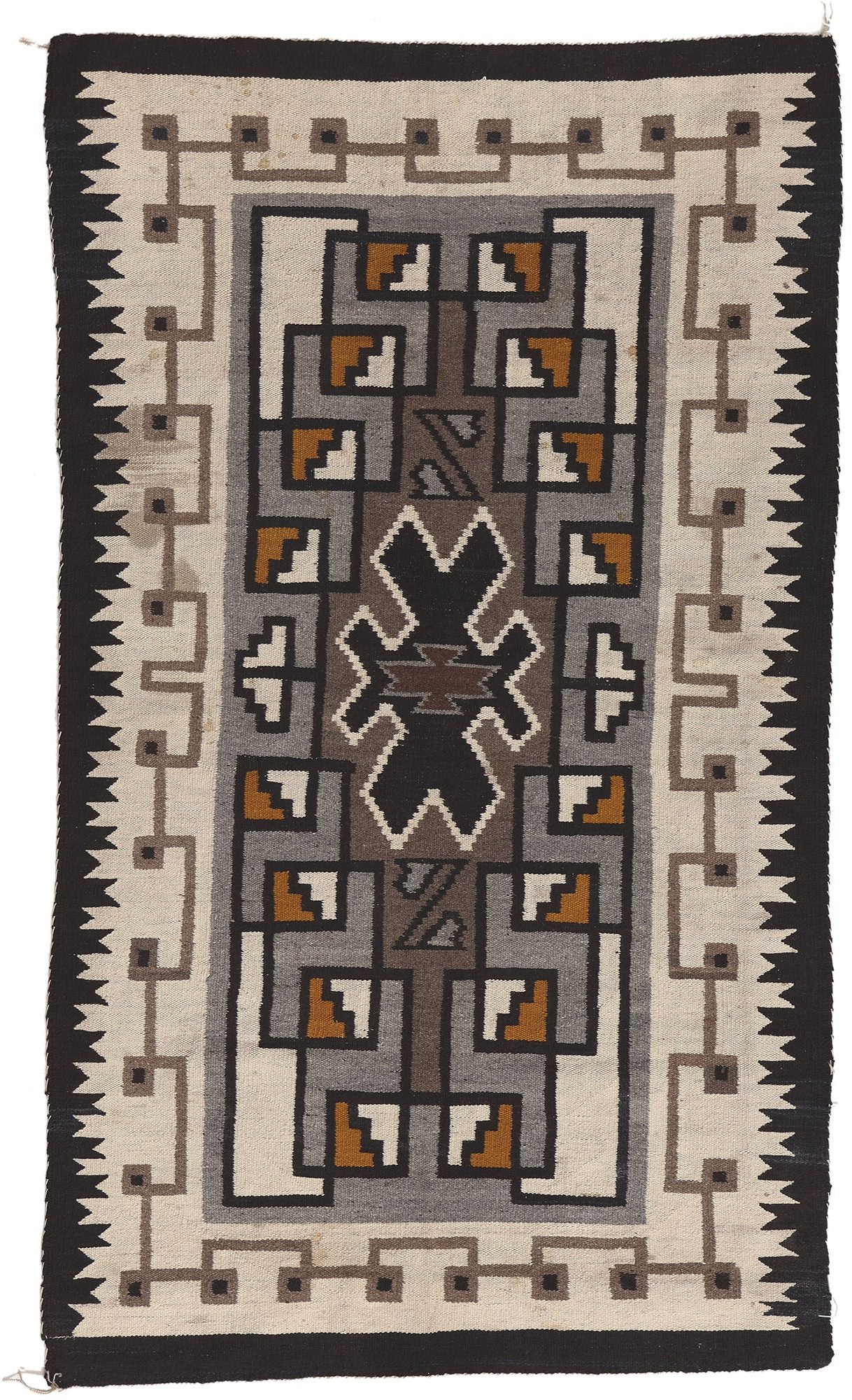 3 x 5 Vintage Two Grey Hills Navajo Rug 78637