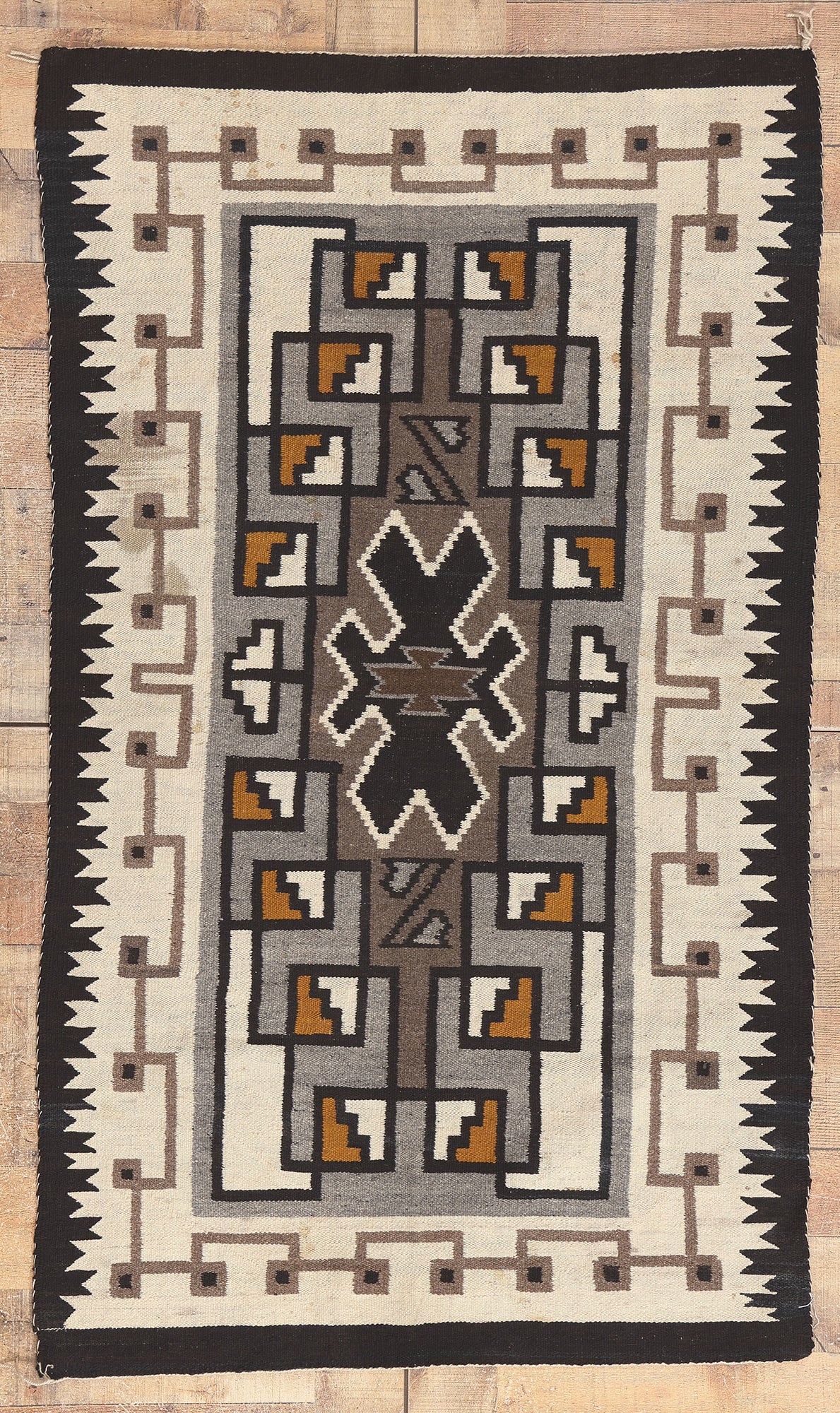3 x 5 Vintage Two Grey Hills Navajo Rug 78637