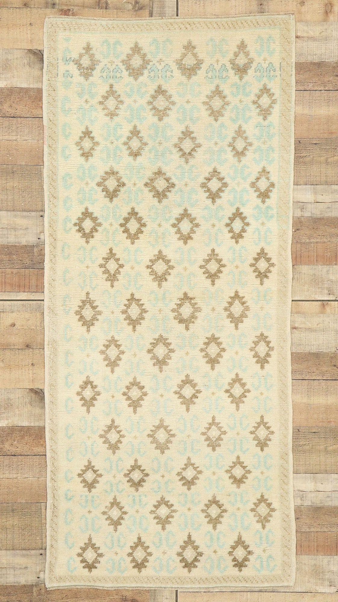 3 x 7 Vintage Turkish Oushak Rug 52986
