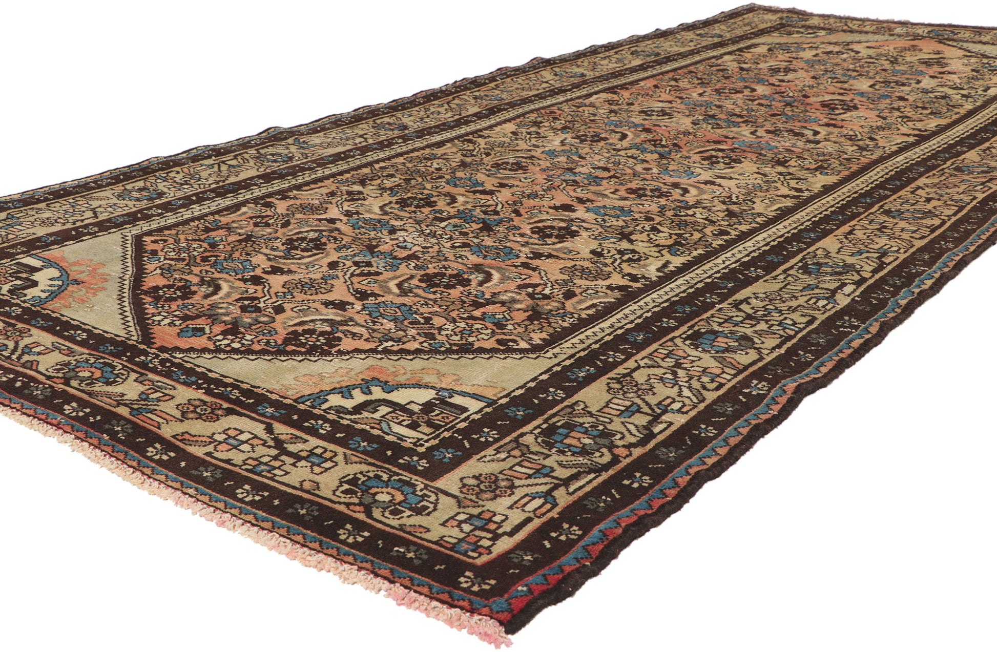 4 x 10 Vintage Persian Hamadan Rug 61153