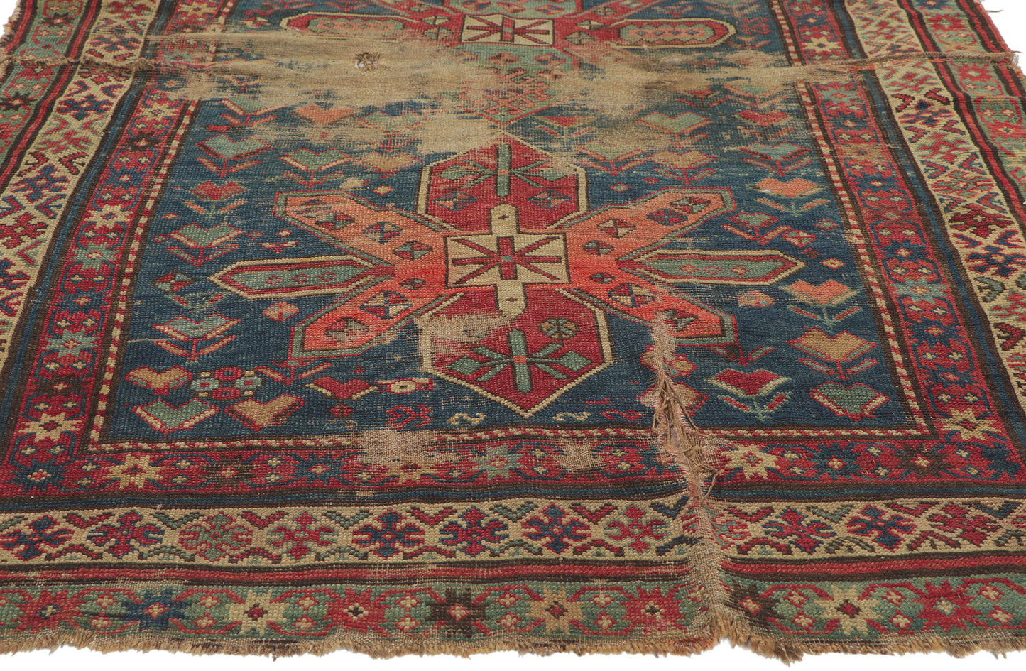 4 x 8 Antique Caucasian Kazak Runner 78312