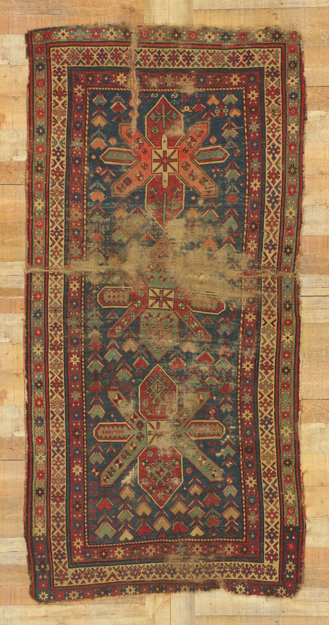 4 x 8 Antique Caucasian Kazak Runner 78312