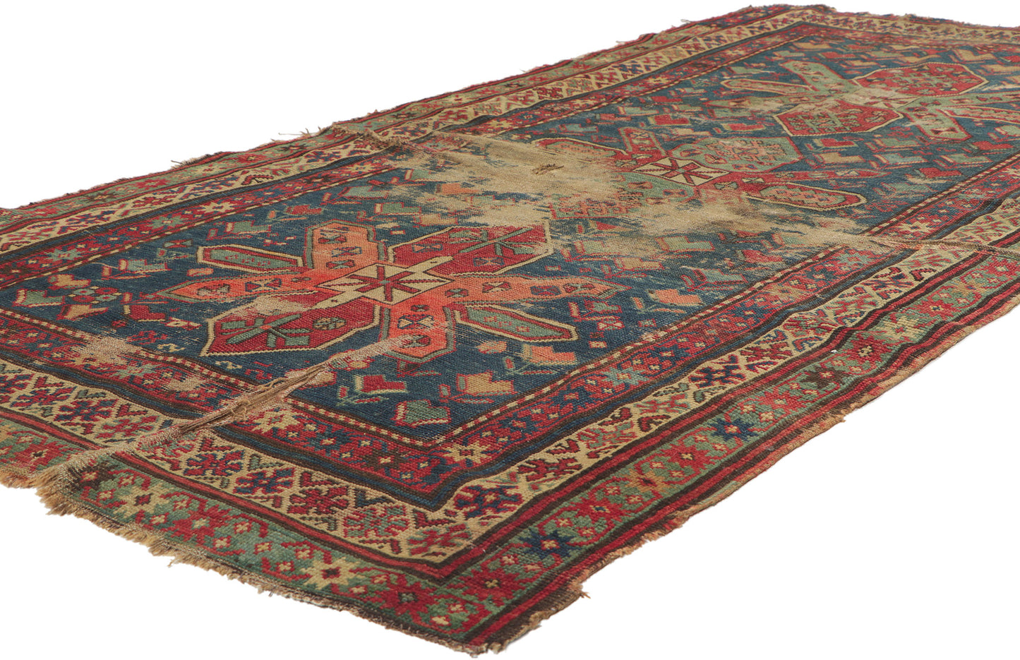 4 x 8 Antique Caucasian Kazak Runner 78312