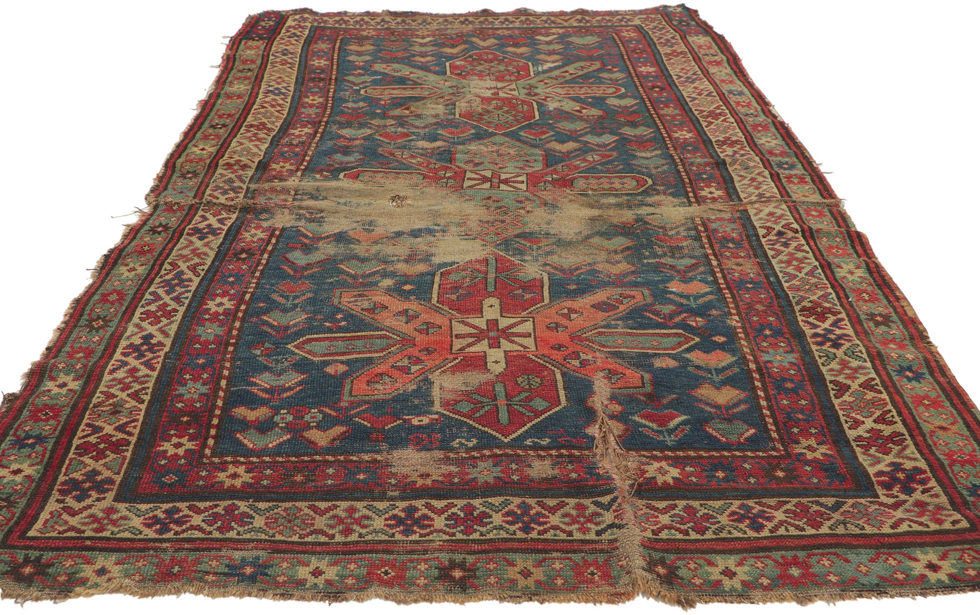 4 x 8 Antique Caucasian Kazak Runner 78312