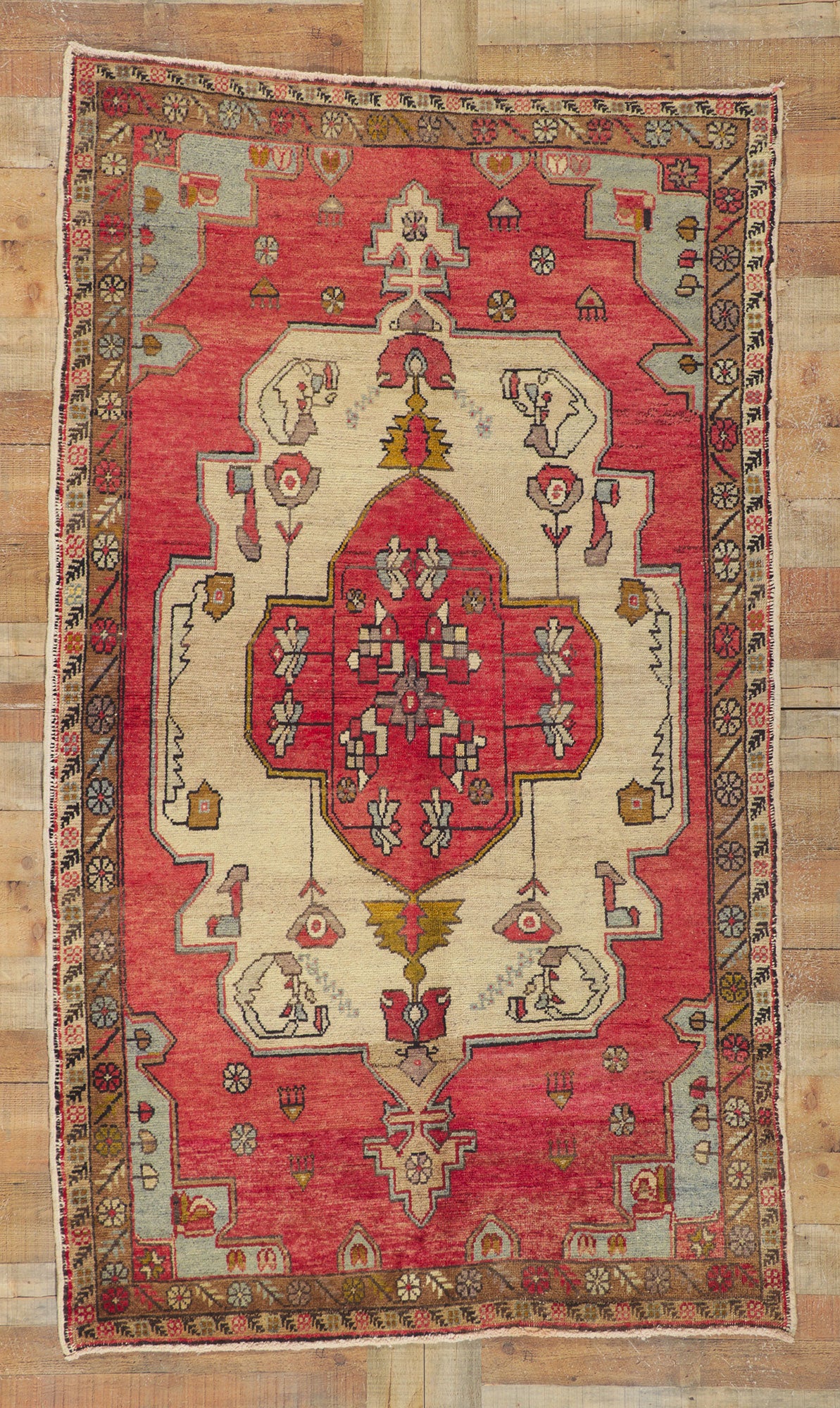 4 x 8 Antique Turkish Oushak Rug 50327