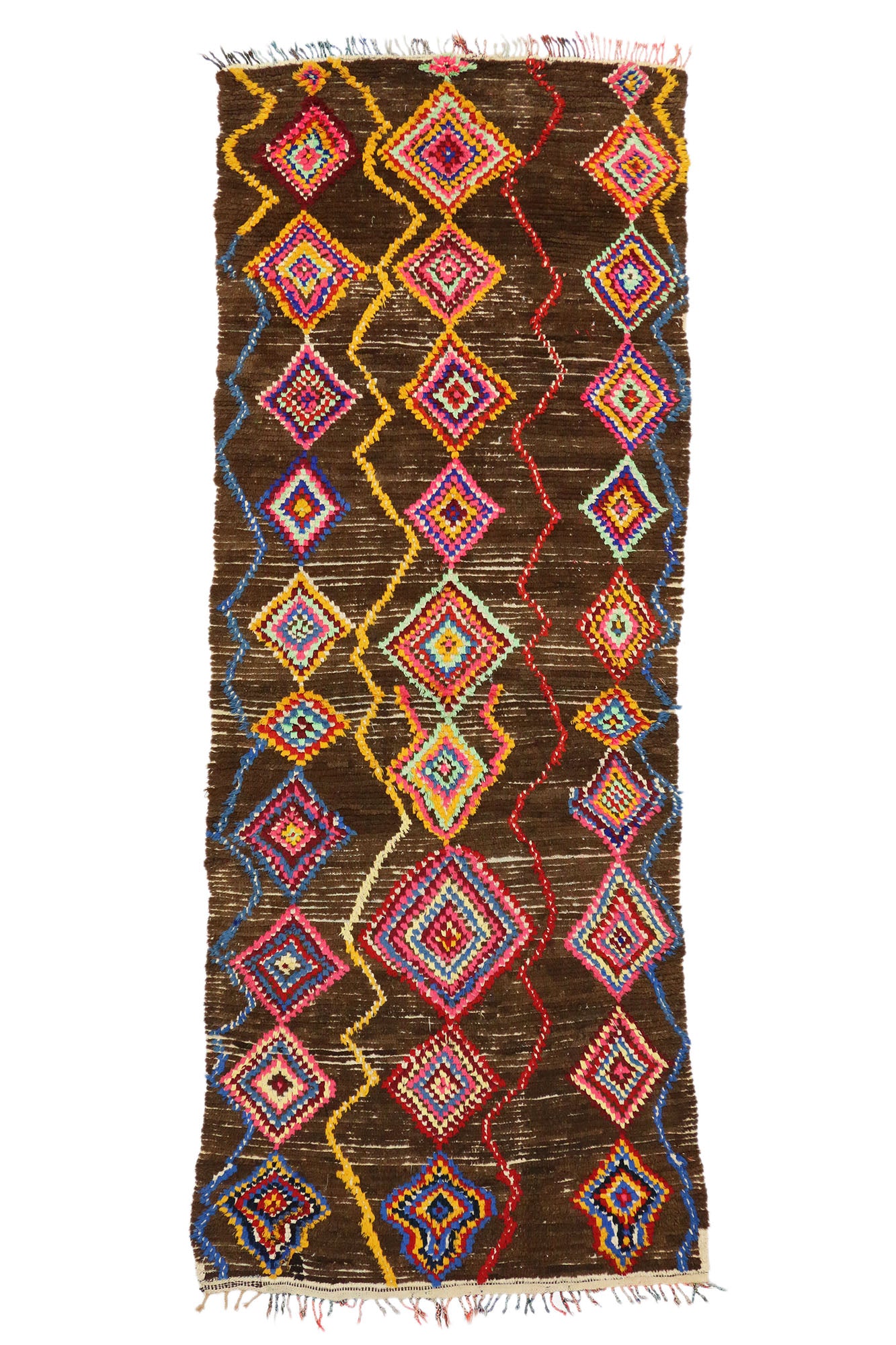 4 x 11 Vintage Brown Boujad Moroccan Rug 20060