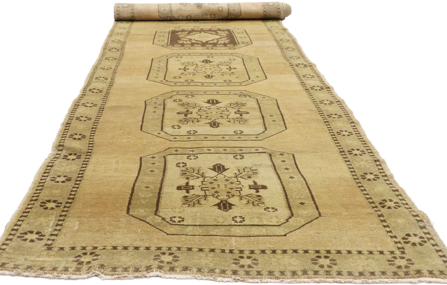 4 x 15 Vintage Turkish Oushak Rug 50146