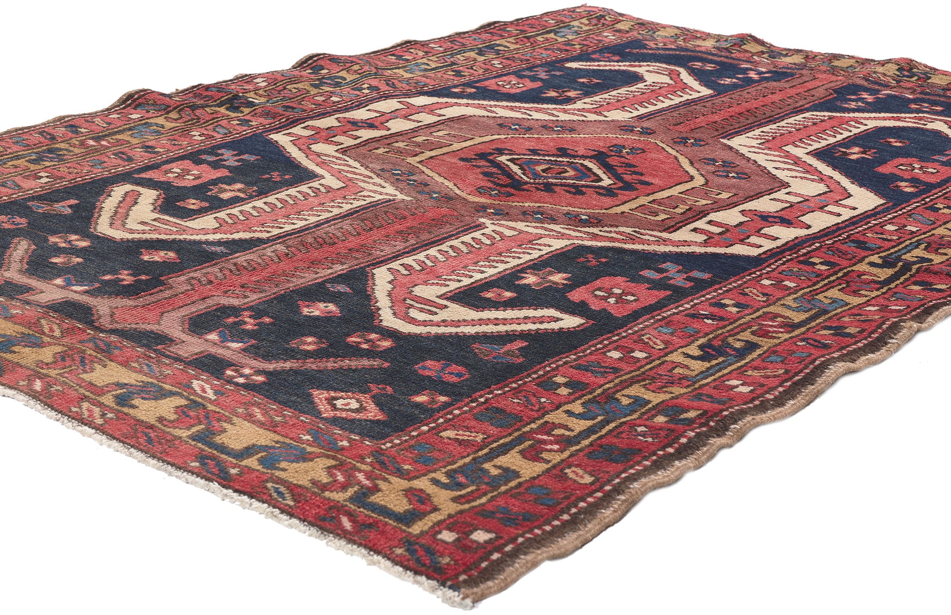 4 x 5 Antique Persian Karaja Heriz Rug 61242