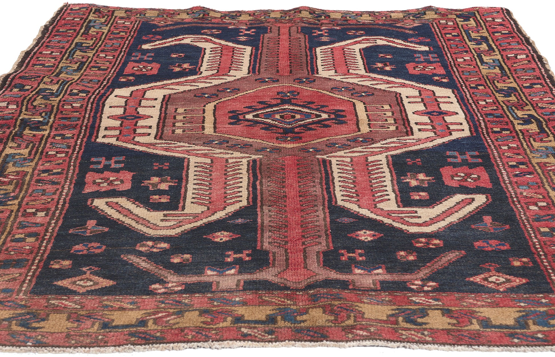 4 x 5 Antique Persian Karaja Heriz Rug 61242
