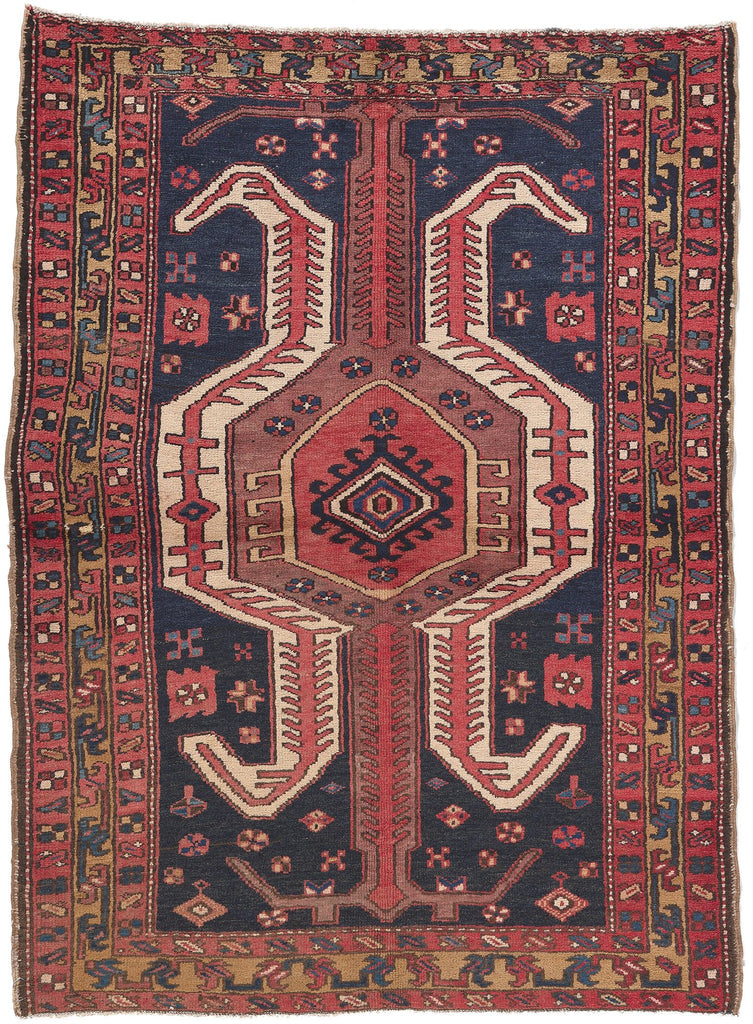 4 x 5 Antique Persian Karaja Heriz Rug 61242
