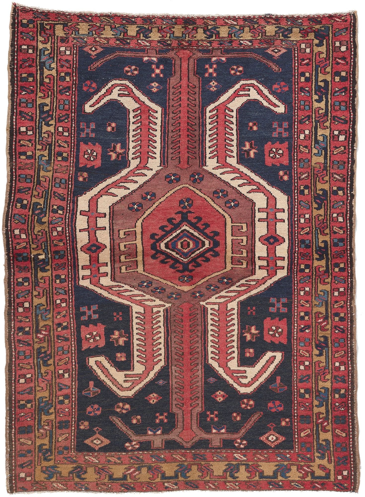 4 x 5 Antique Persian Karaja Heriz Rug 61242