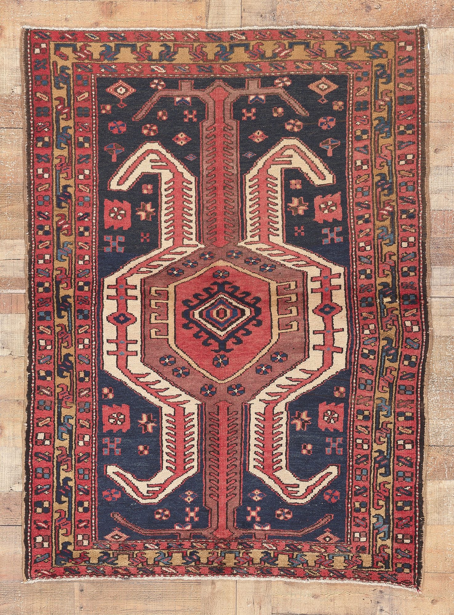 4 x 5 Antique Persian Karaja Heriz Rug 61242