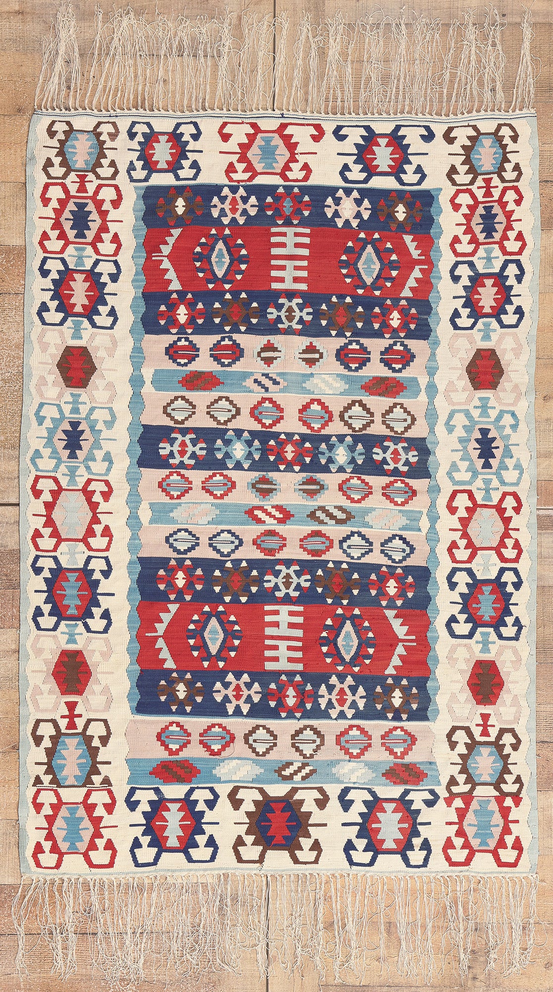 4 x 5 Vintage Turkish Kilim Silk Rug 78644