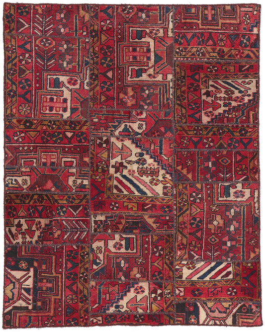 4 x 5 Vintage Persian Patchwork Rug 78578