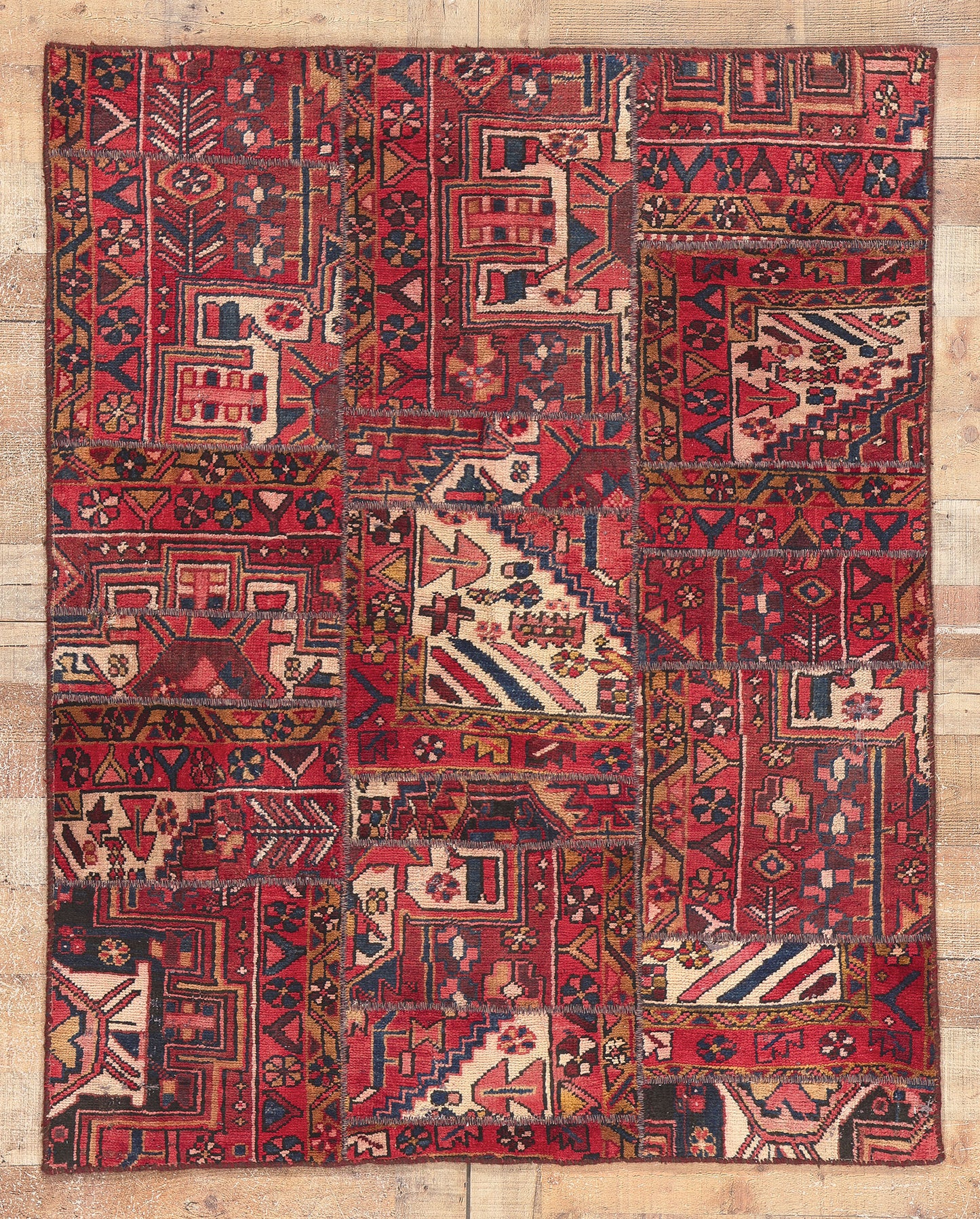 4 x 5 Vintage Persian Patchwork Rug 78578