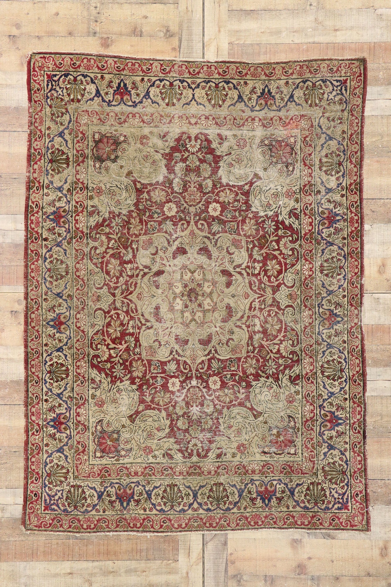 4 x 6 Antique Persian Kerman Rug 77608