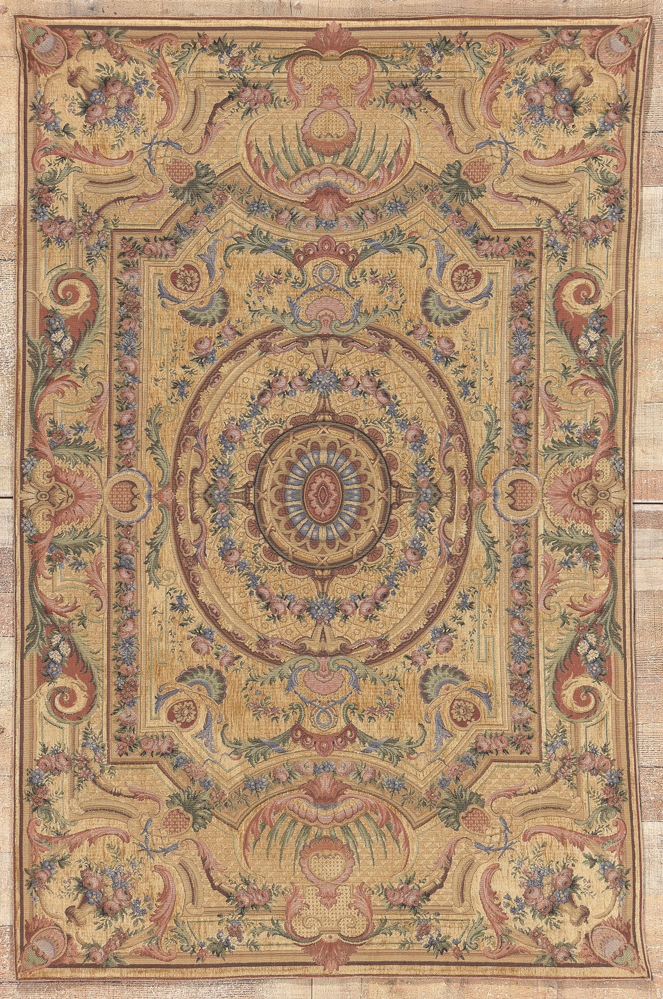 4 x 6 Vintage Aubusson Beljen Mills Tapestry 78682